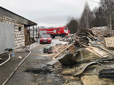 На месте пожара в бытовках в деревне Нестерово Фото: ГУ МЧС РФ по Московской области/ТАСС