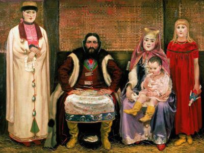 Фото картины "Семья купца в XVII веке" кисти Андрея Рябушкина